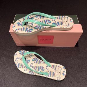 NWT Kate Spade Feldon Flip Flops Seahorse Print Rubber Multicolor Size 6B